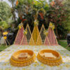 Haldi Theme Fiberglass Golden Urli Tub With Stool 1 Image