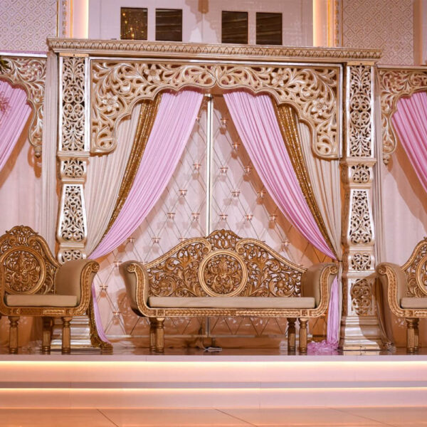Indian Wedding Fiberglass Carved Jali Stage Setup 1