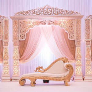 Indian Wedding Fiberglass Carved Jali Stage Setup 4