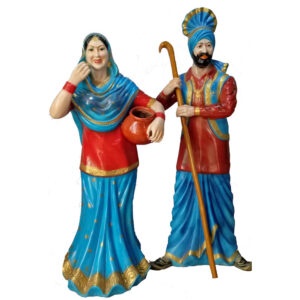Punjabi Culture Fiber Statue Gabhru With Mutiyar Image