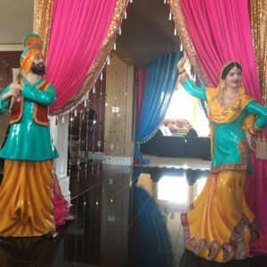 Punjabi Fiberglass Statues Gabhru With Dancing Lady Img